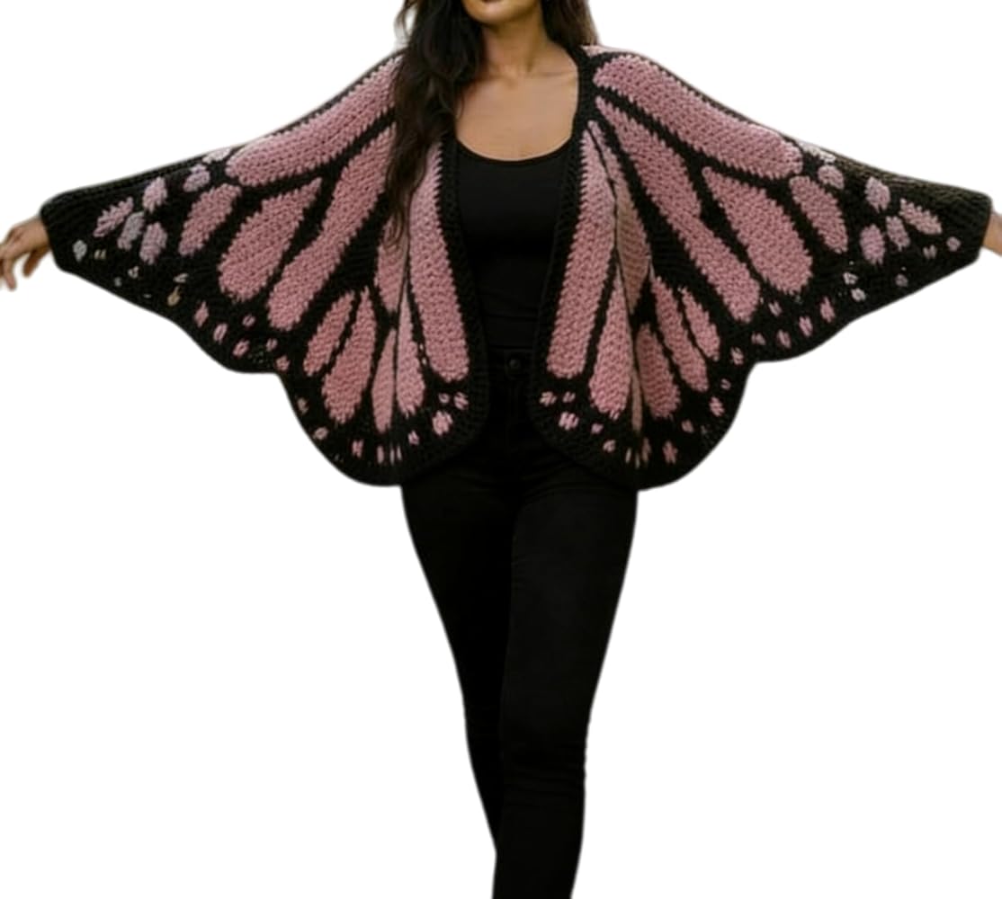 Monarch Butterfly Knit Cardigan Butterflies Wing Cloak Shawl Irregular Cardigan Sweater